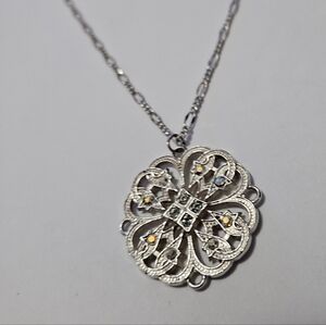 Jewelry Necklace with a Beautiful Pendant with Rhinestones